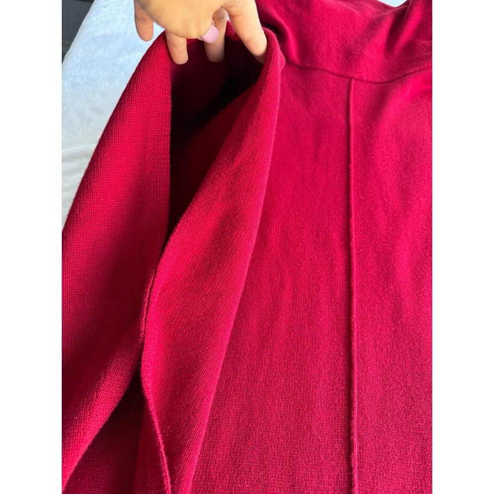 Pure Jill J Jill Red Knit Cotton Cashmere Cowl Neck Poncho Sweater M/L Lagenlook - Picture 6 of 12